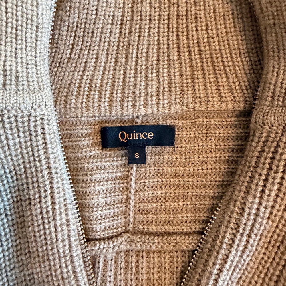 Quince Australian Merino Wool Half Zip Sweater Ribbed Malted Toffee Small NWOT - Picture 9 of 11